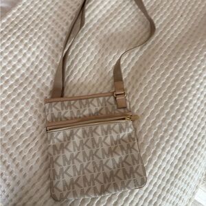 Michael Kors Tan Crossbody with Monogram Pattern